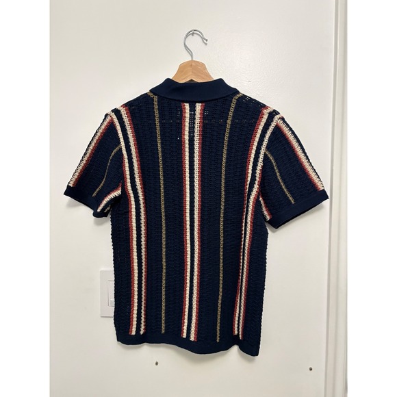 NWT Men's Aeropostale Striped Open-Knit Sweater Shirt – Hazy Indigo – XS - Picture 5 of 5